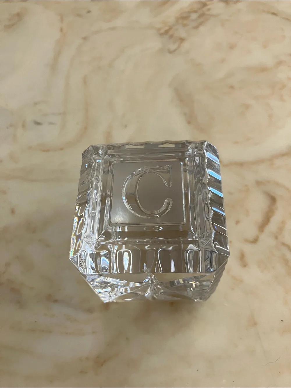Waterford Crystal Clear Glass Baby Block